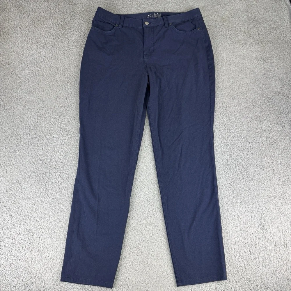 Nike Pants Womens Adult 10 Medium Blue Swoosh Logo Dri Fit Casual Comfort 31x28